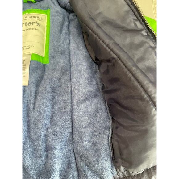 CARTERS HOODED PUFFER JACKET SZ 12 MONTHS BABY KAWAII COLORBLOCK COAT GREEN/BLUE - Picture 9 of 12